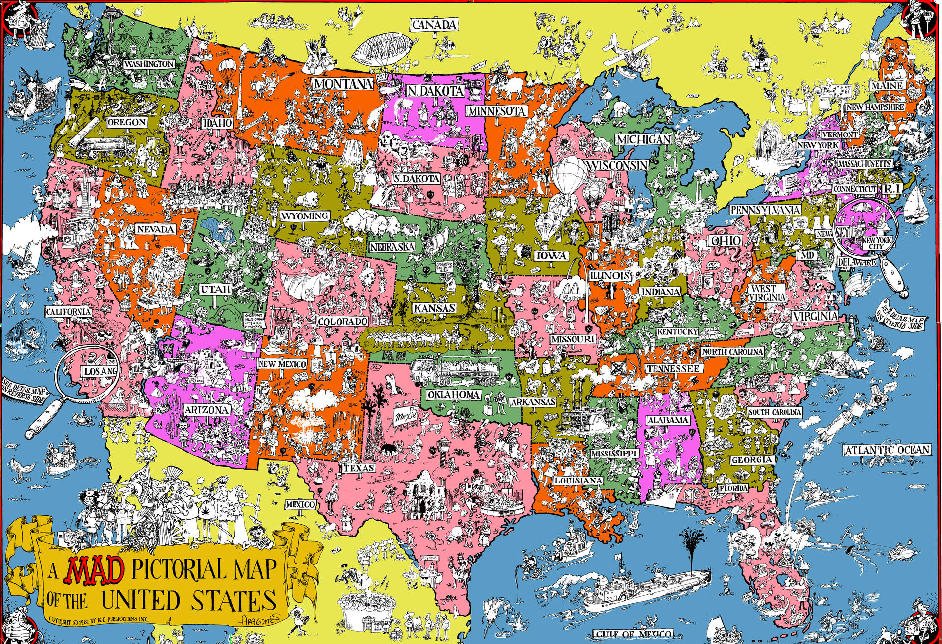 United States Mad Pictorial Map Wallpaper