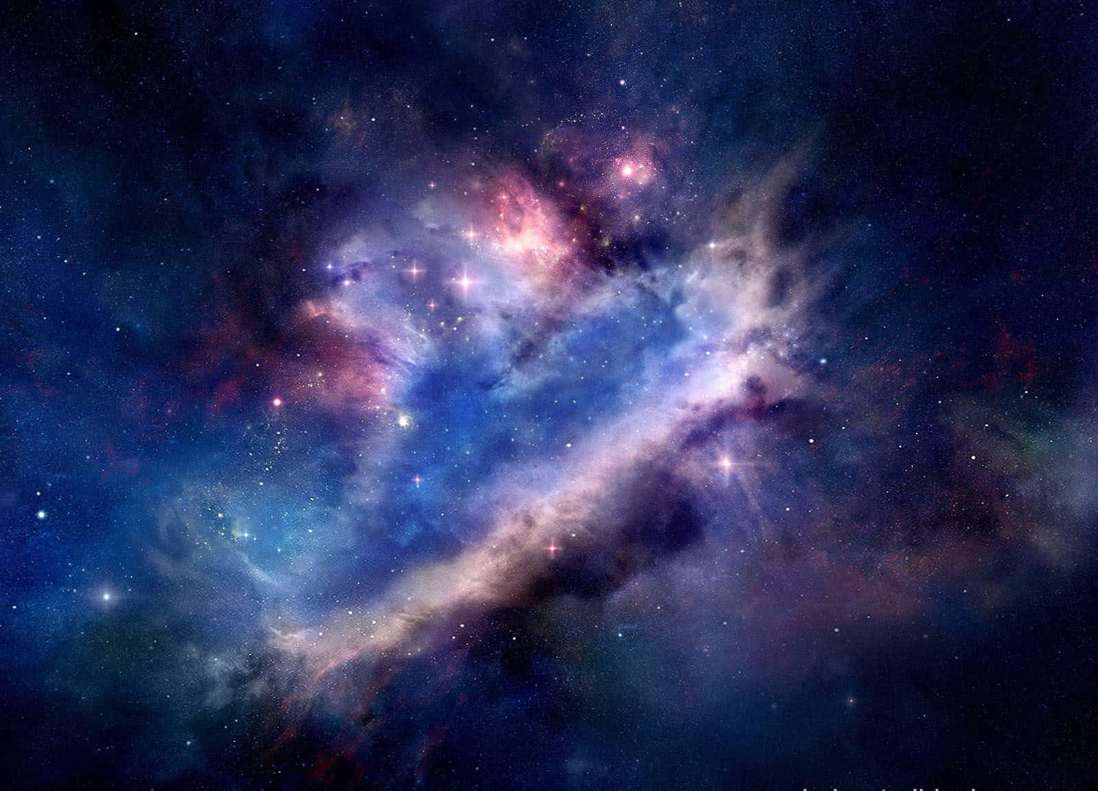 Enblå Og Lilla Nebula Med Stjerner I Den