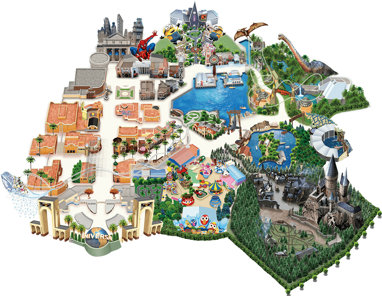 Universal Studios Theme Park Illustration PNG
