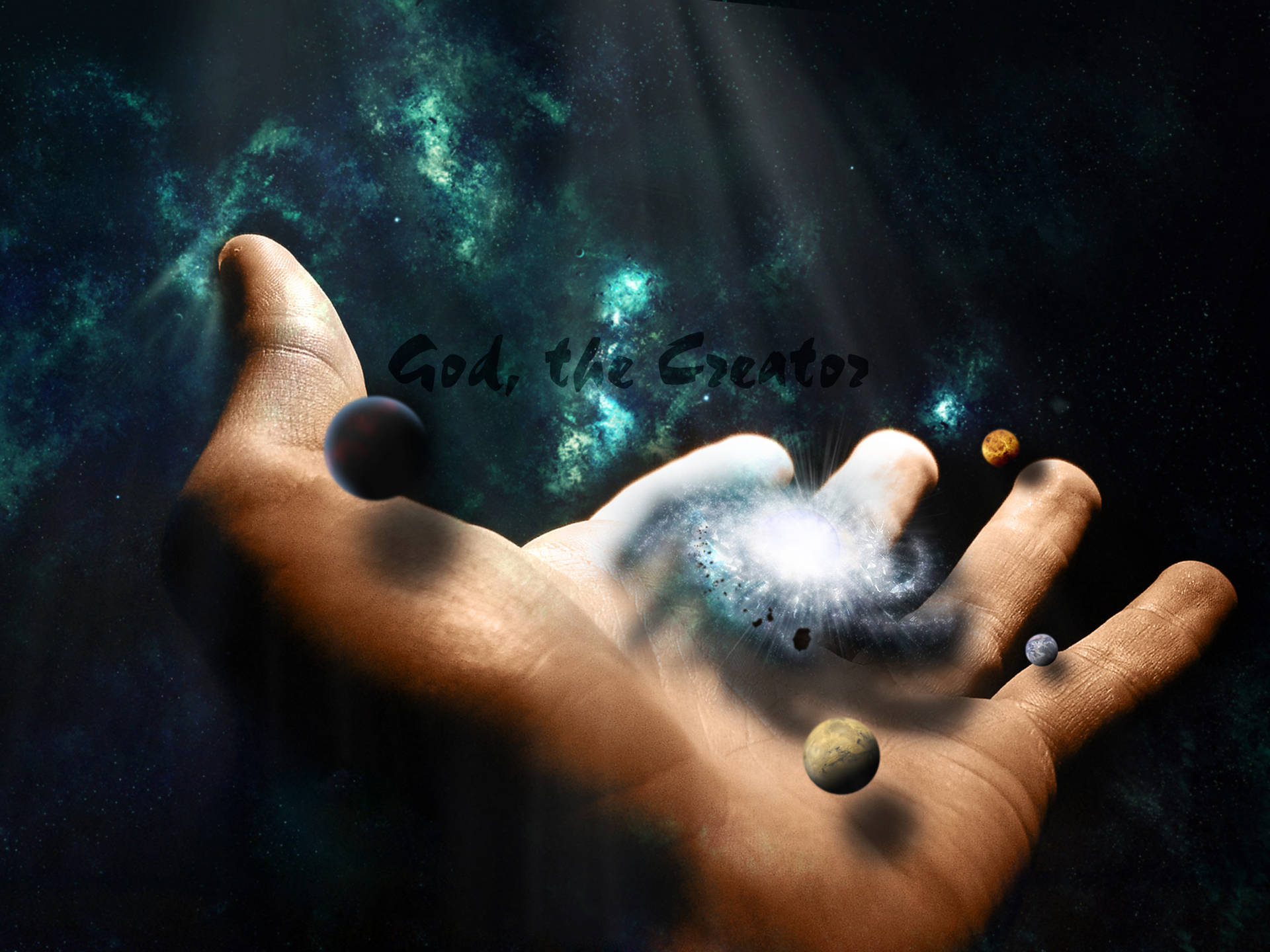 Universumin Gottes Hand Wallpaper