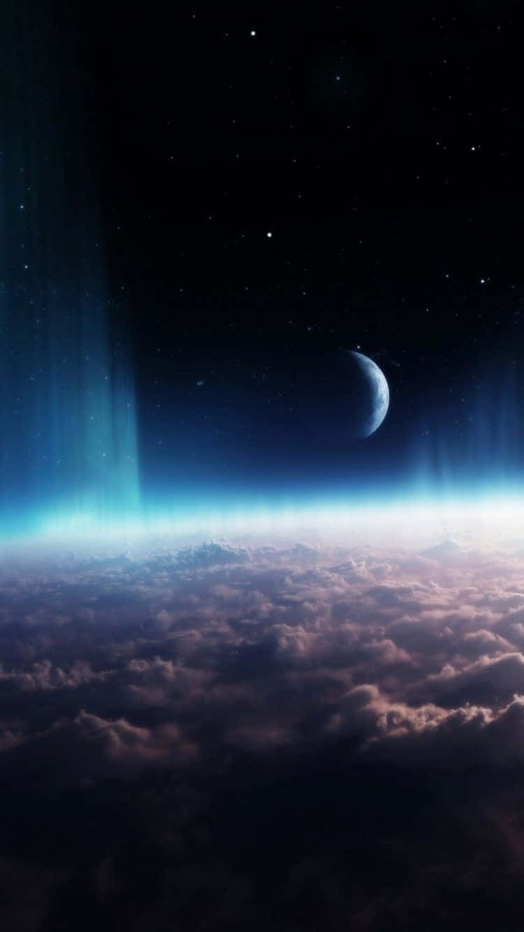 Universe Iphone Planet Above The Clouds Wallpaper