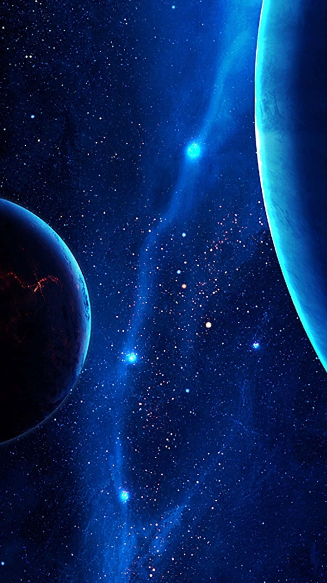Estrellasbrillando En El Universo Azul Del Iphone. Fondo de pantalla