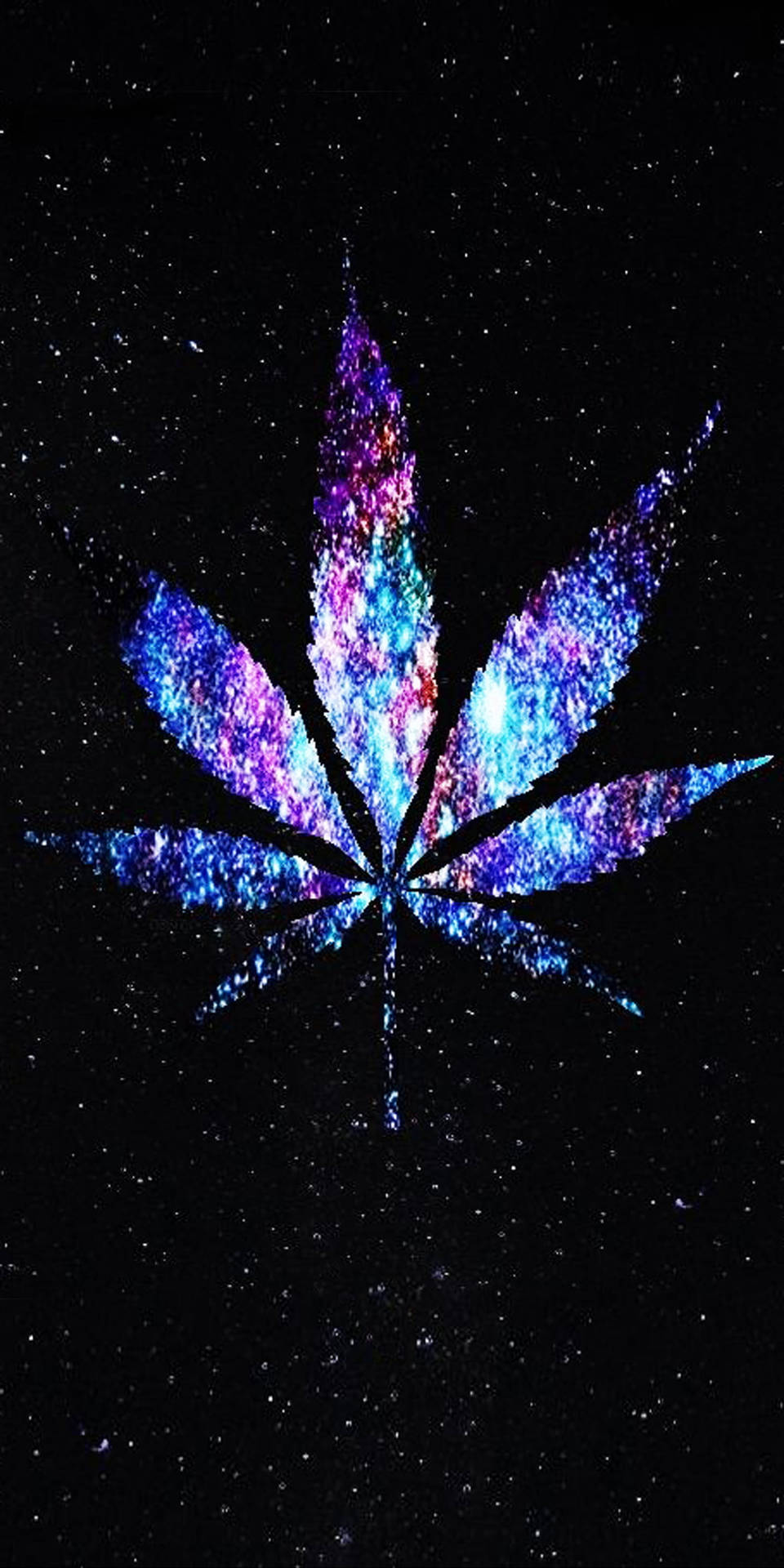 Universe-like Weed Leaf Graphic With Stars Wallpaper