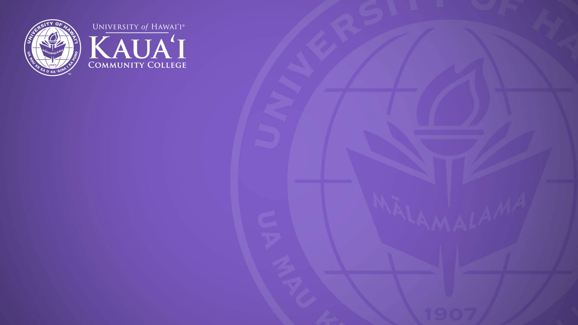 Logode La Universidad De Hawaii Kauai En Color Violeta. Fondo de pantalla