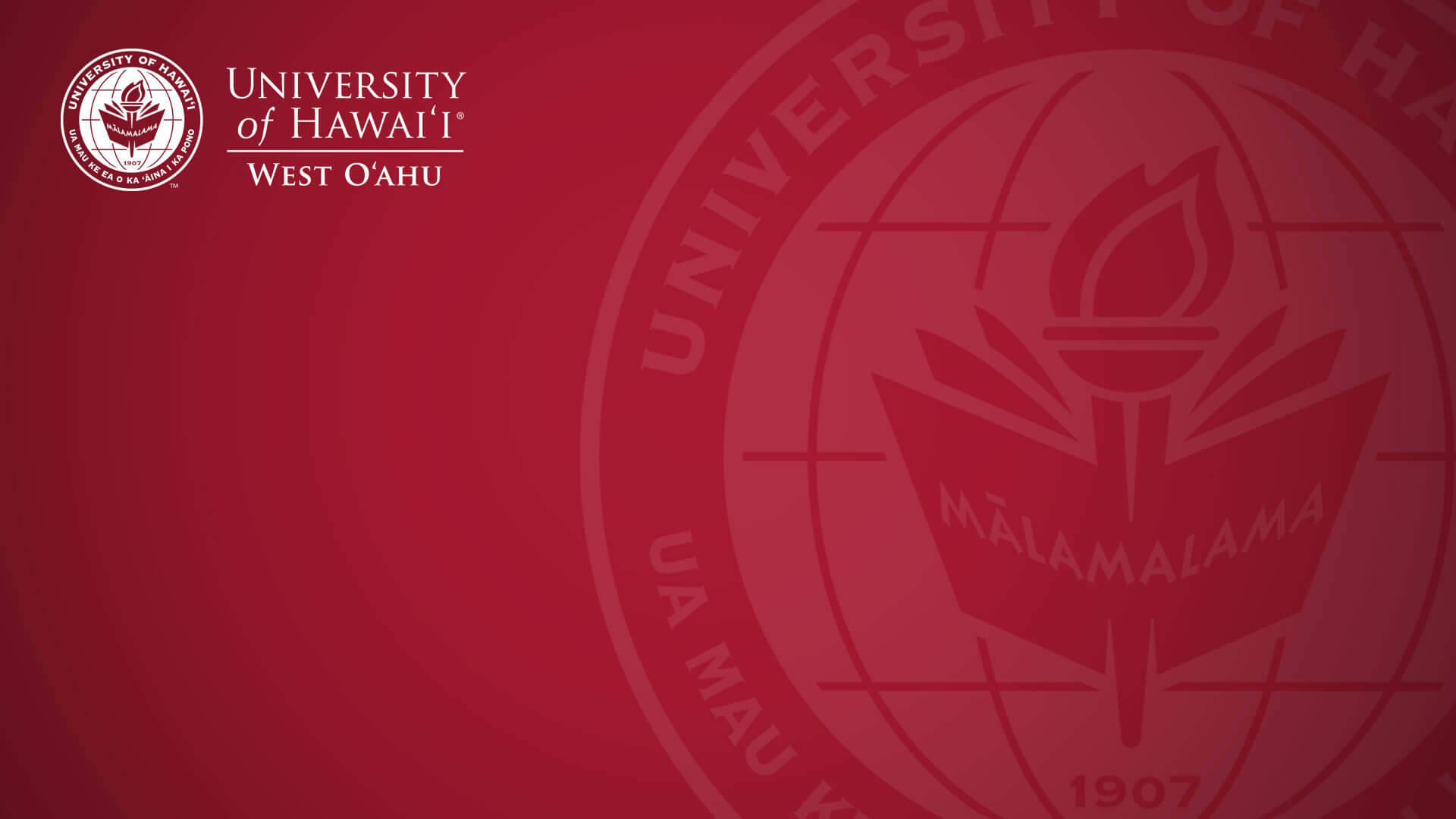 Logodell'università Di Hawaii Ovest Oahu - Rosso Sfondo