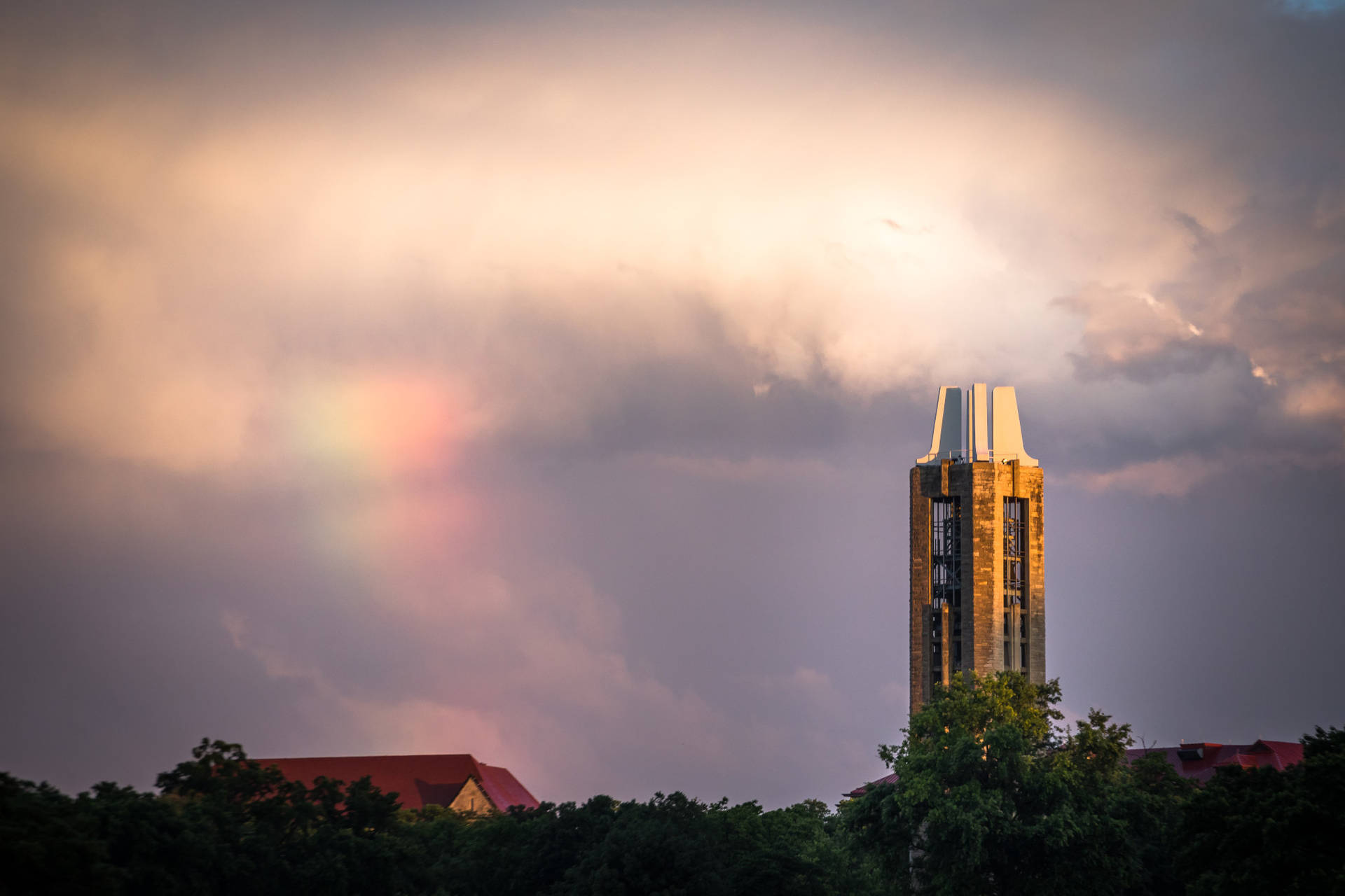 University Of Kansas Campanile Gloomy Sky Wallpaper