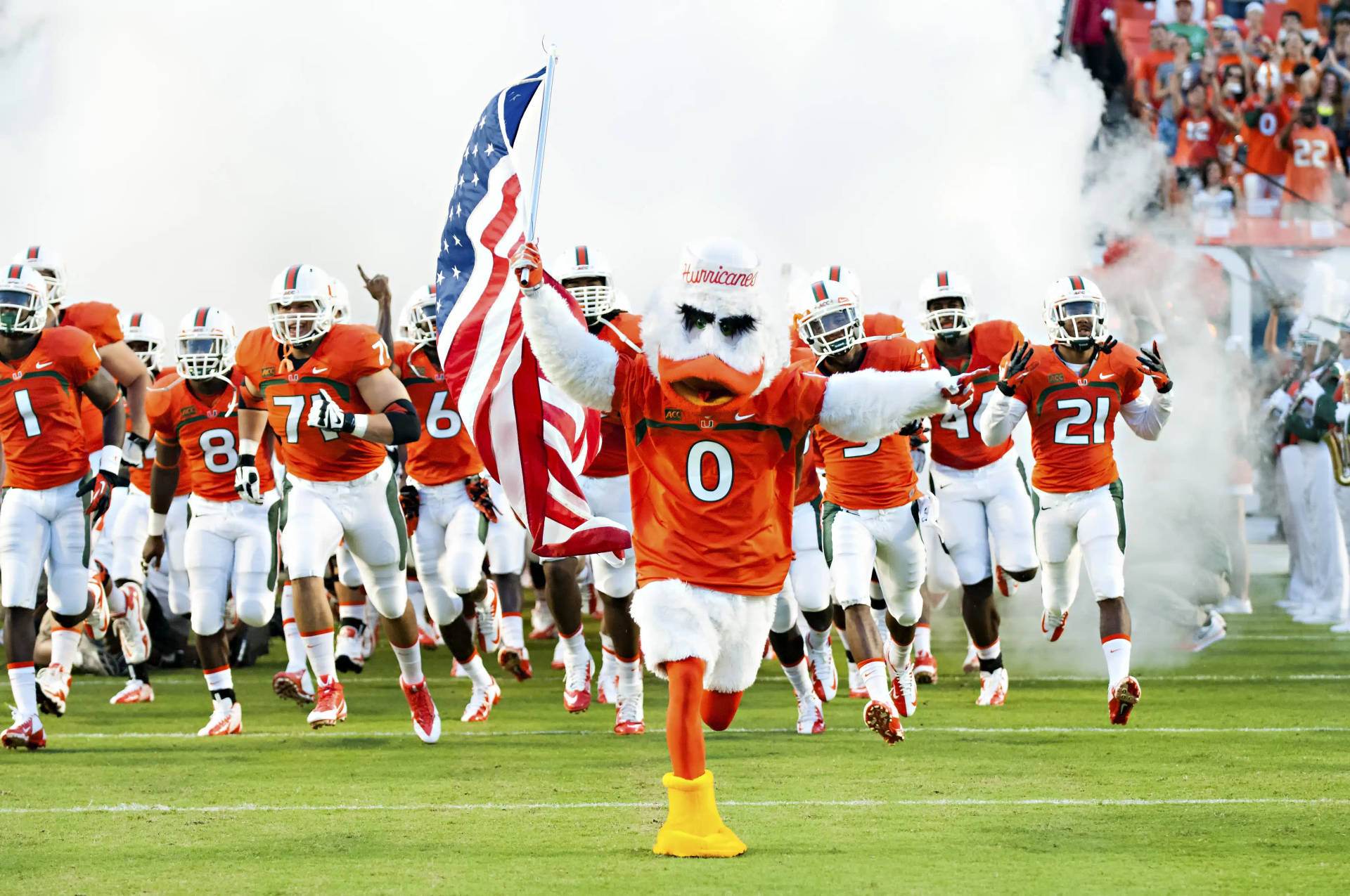 University Of Miami Hurricanes And Flag Wallpaper