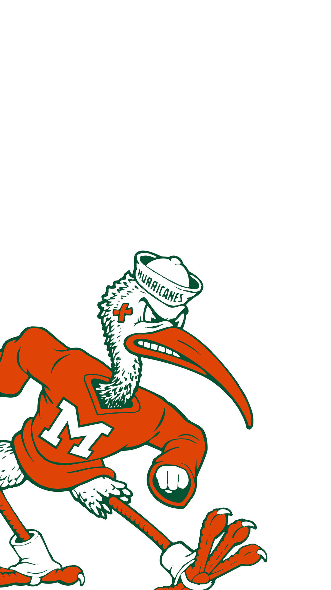 University Of Miami Mascot på hvid baggrund Wallpaper