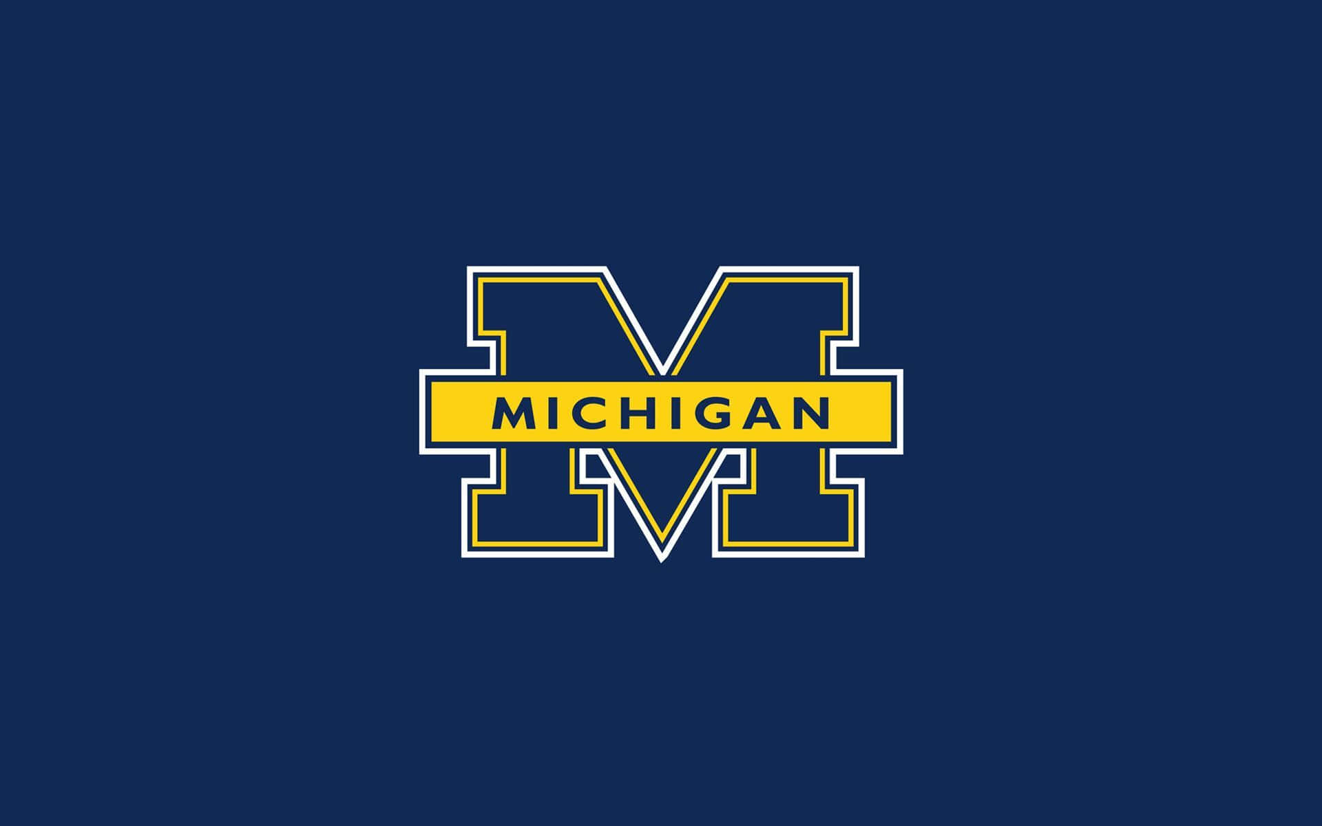 Michigan Wolverines Logo On A Blue Background Wallpaper