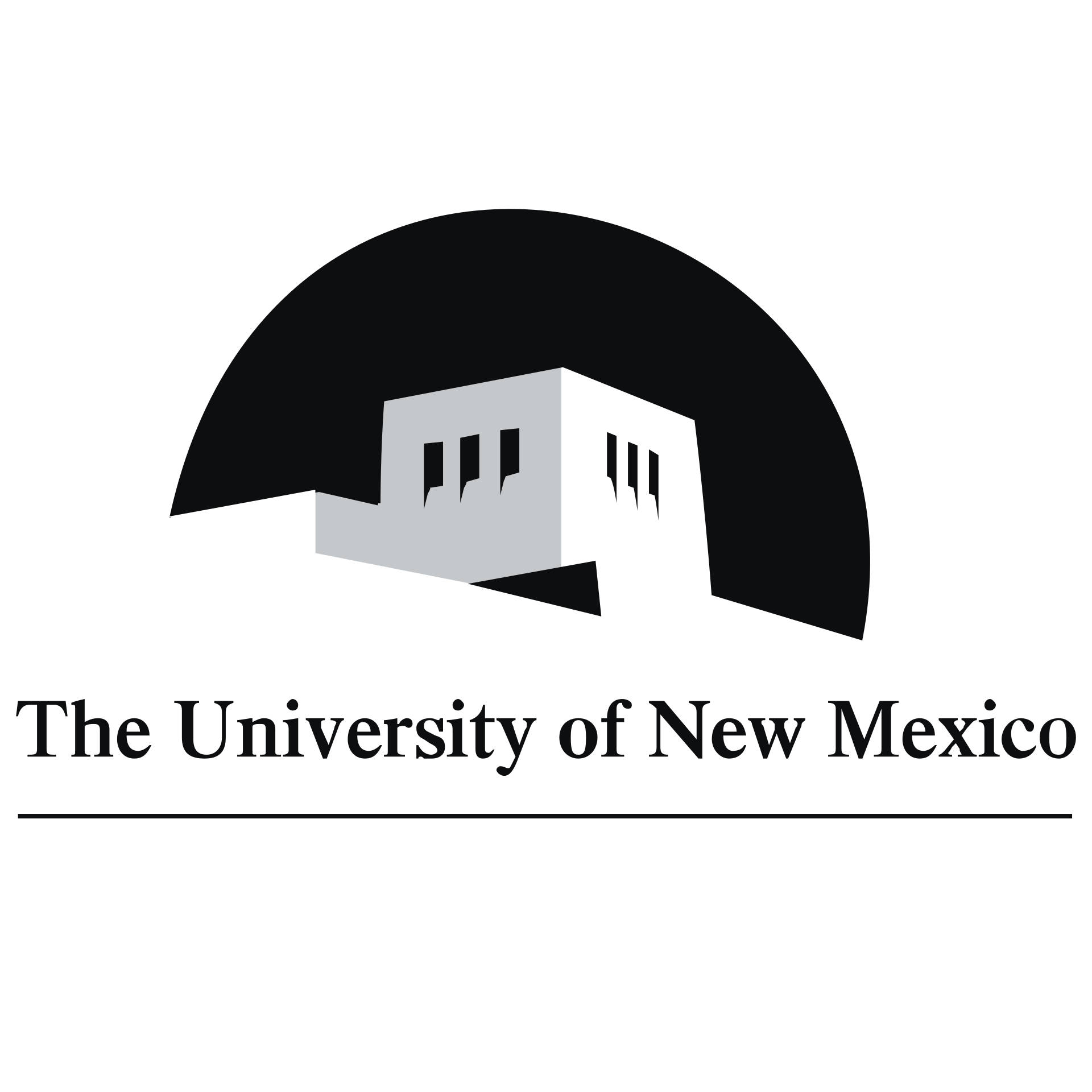 Caption: Iconic University of New Mexico Mesa Vista Hall with Logo Wallpaper