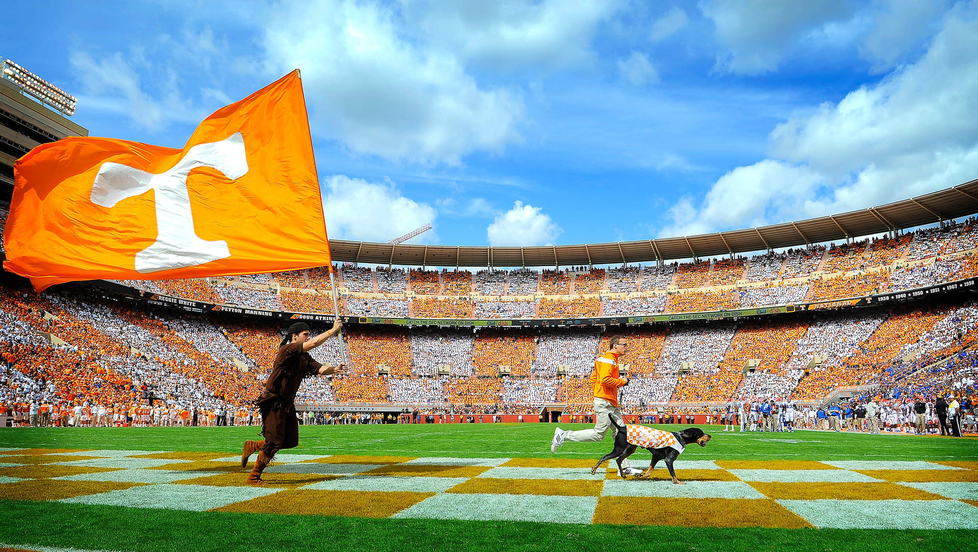 University Of Tennessee Flag In Stadium Background