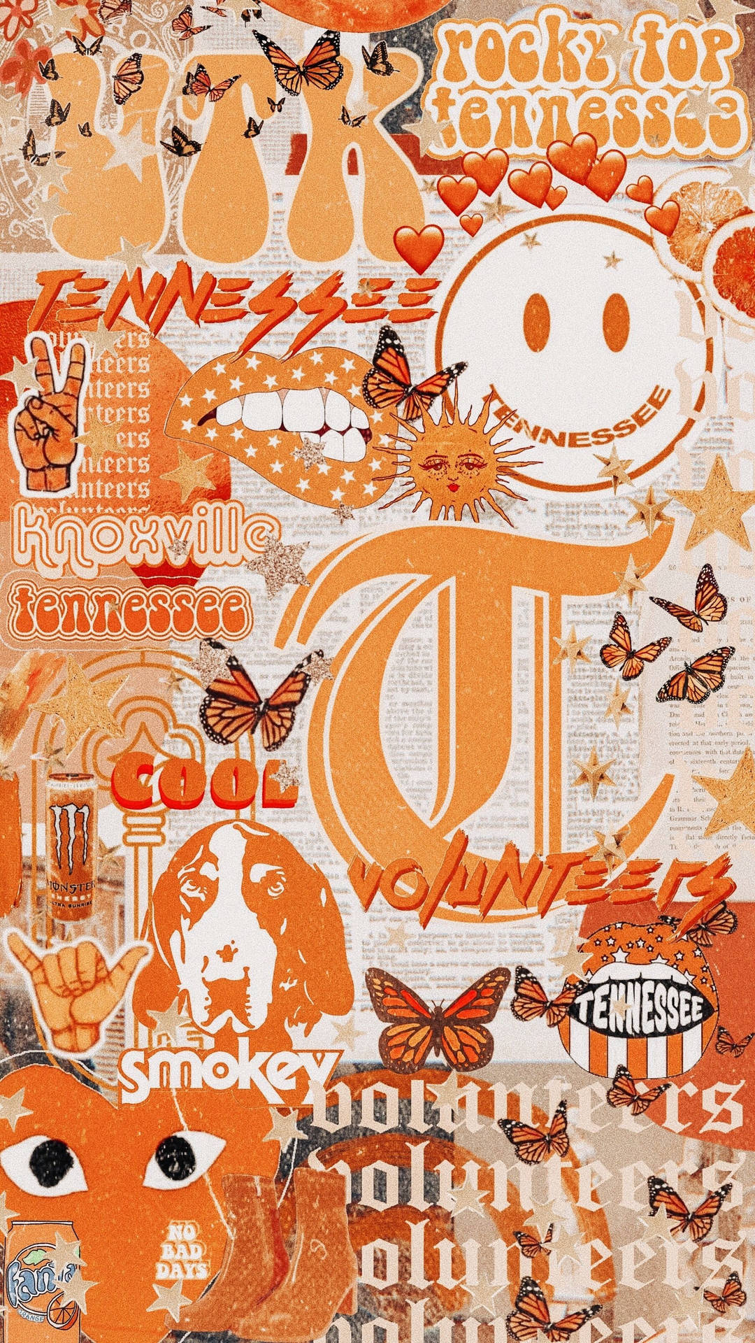 University Of Tennessee Orange Aesthetic Collage Wallpaper