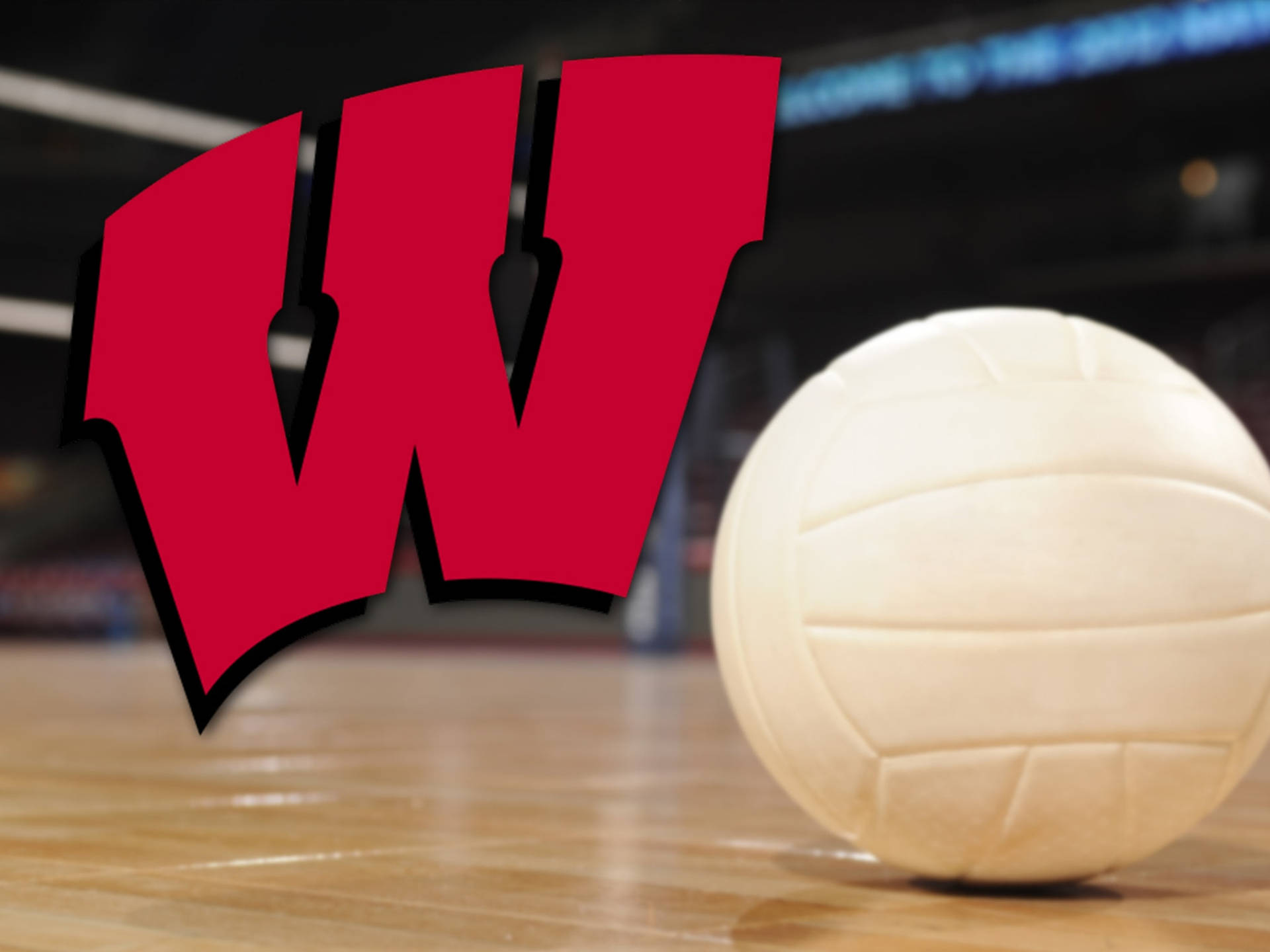 Logode La Universidad De Wisconsin-madison Con Voleibol. Fondo de pantalla