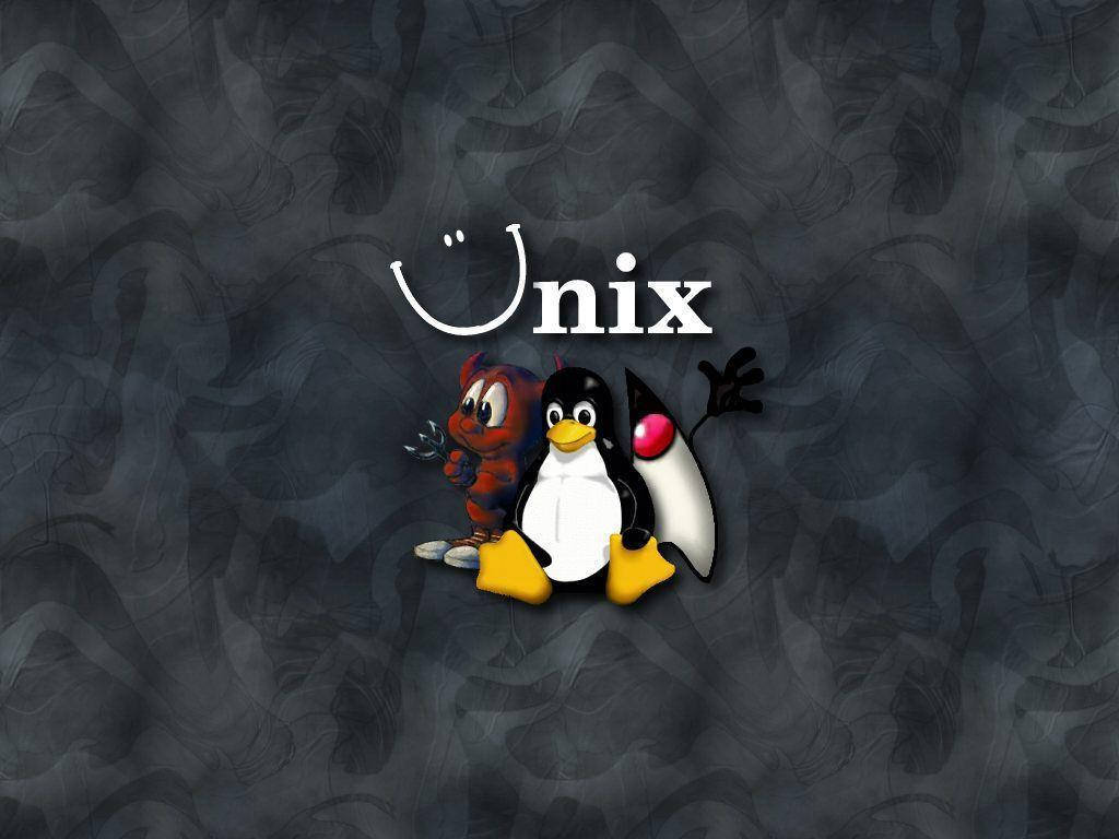 Unix Daemon With Penguin Tux And Gnu Wallpaper