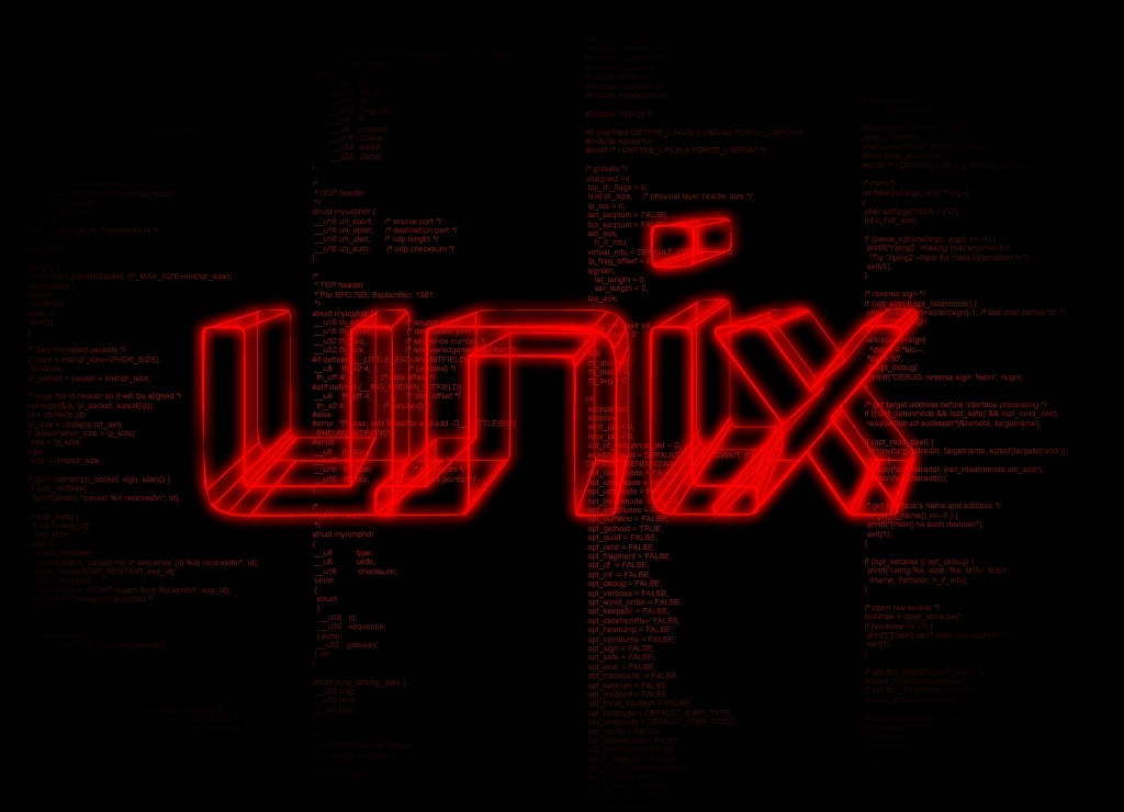 Unix Red Retro-style Logo Wallpaper