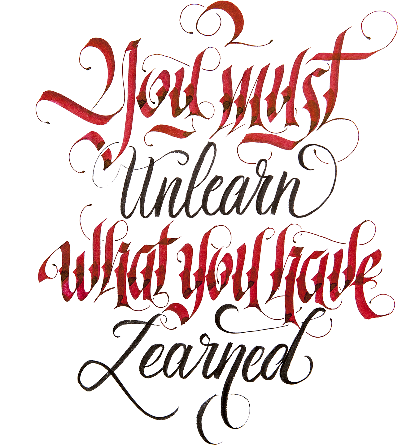 Unlearn Calligraphy Quote PNG