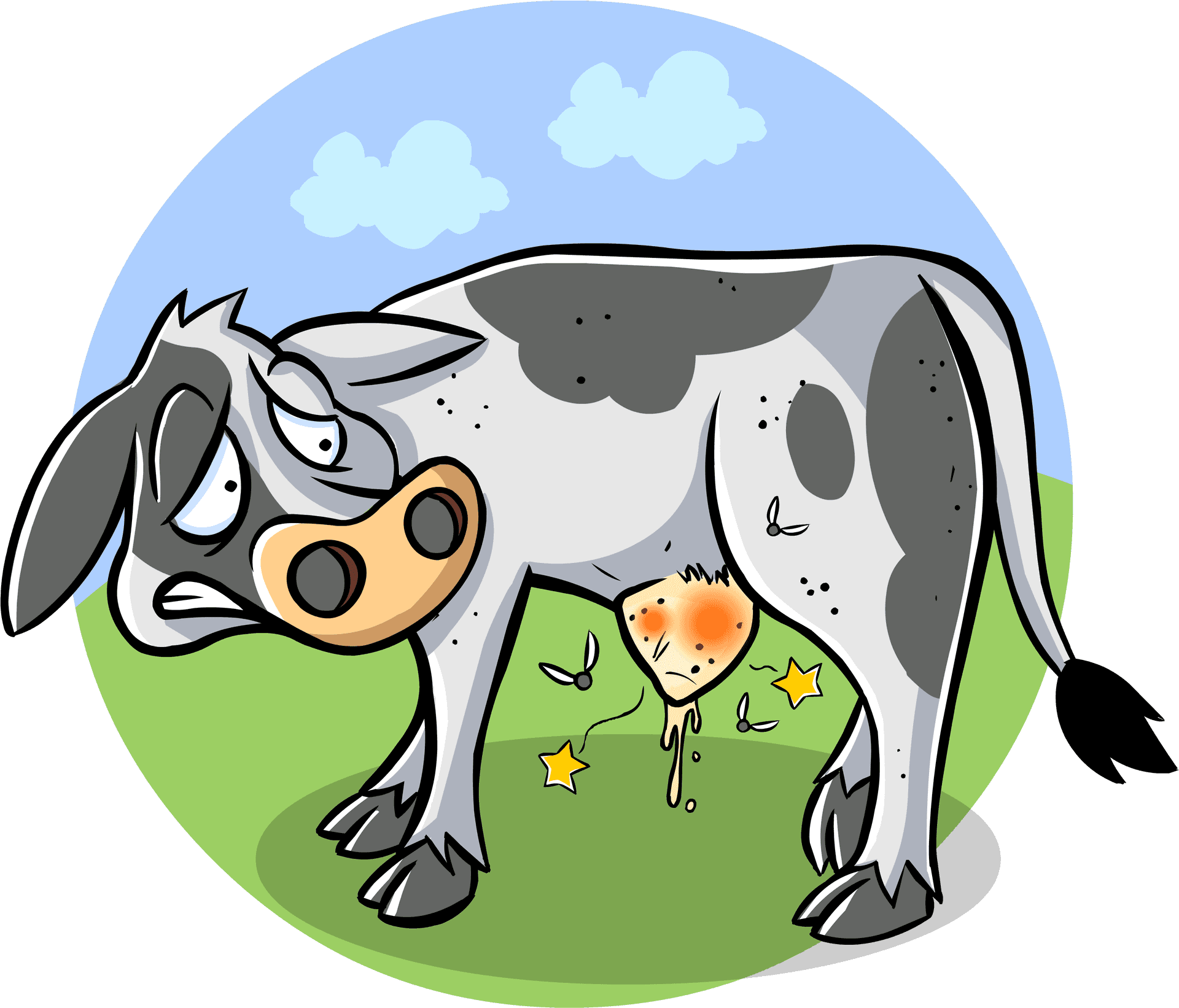 Unwell Cartoon Cow Illustration PNG