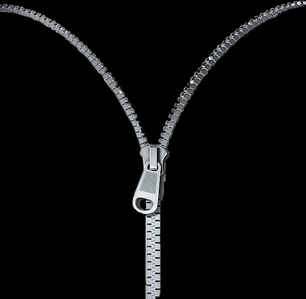 Unzipped Silver Zipper PNG