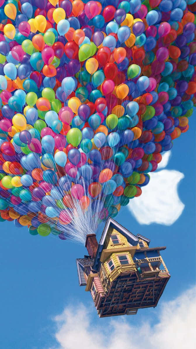 Carl's Floating House In Up Movie Apple Logo Wallpaper