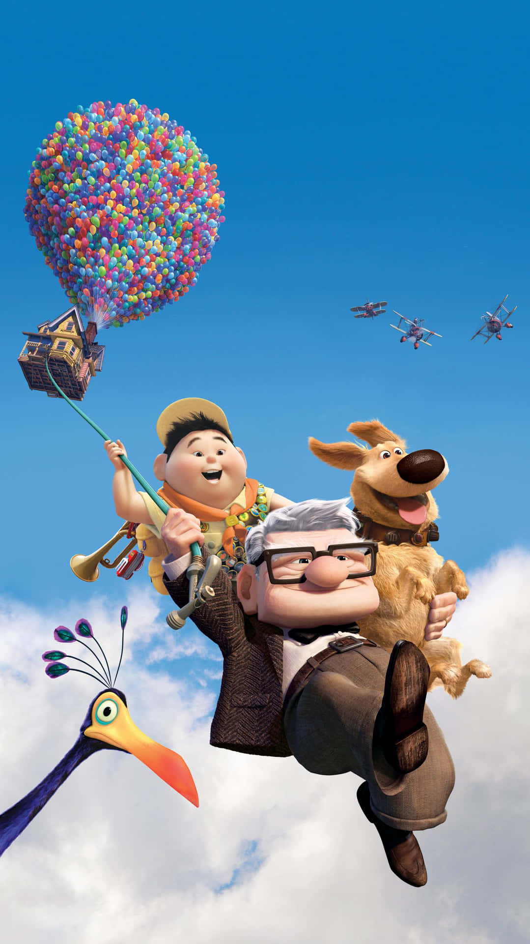 Caption: "Balloons Elevating a Quaint House in the Sky - Iconic Scene from the Up Movie" Wallpaper