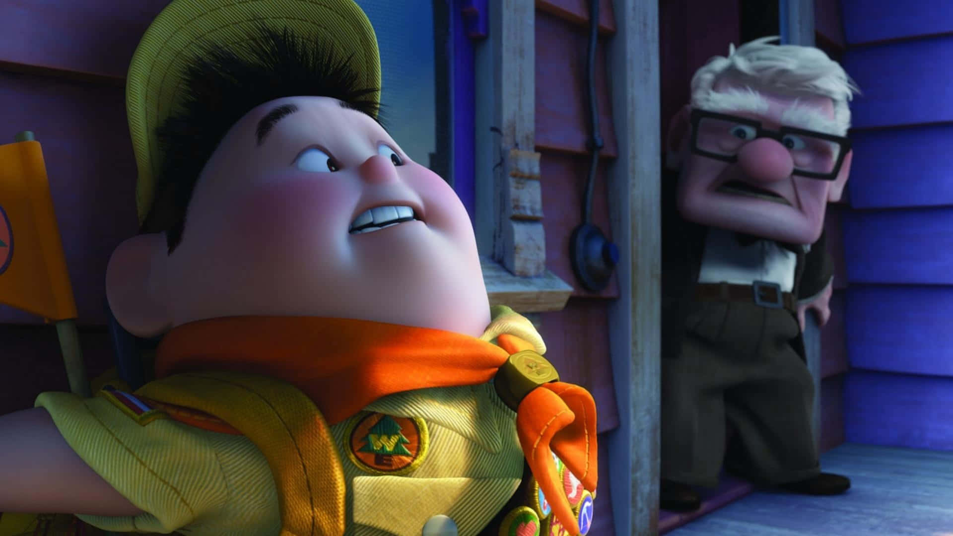 Scene Carl Shocked To See Russel In Up Movie Wallpaper