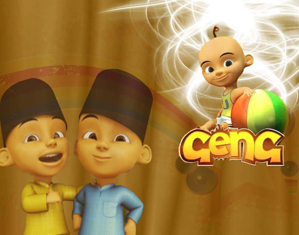 Enjoying a day at the beach with Upin and Ipin