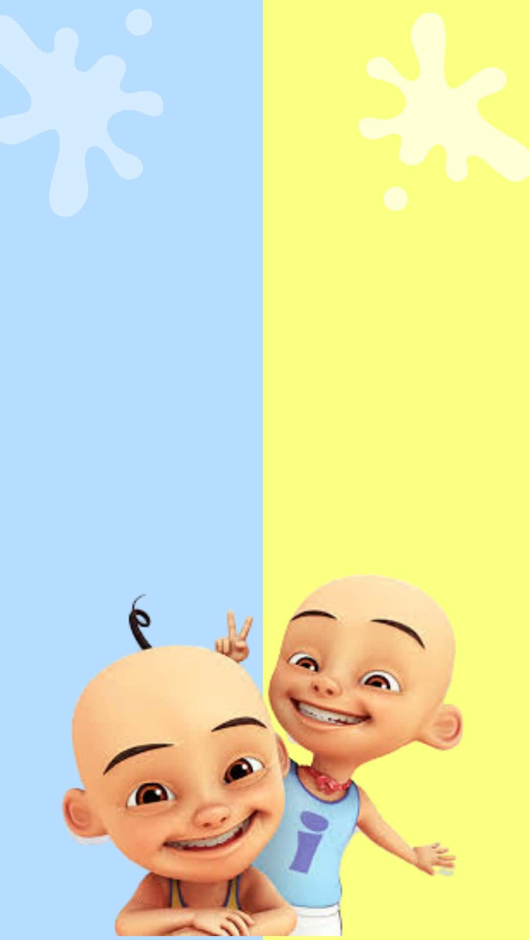 Two Cartoon Characters Standing Next To Each Other