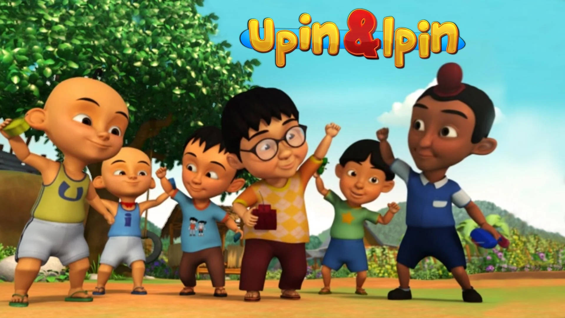 Upin Ipin Playing With Friends Wallpaper