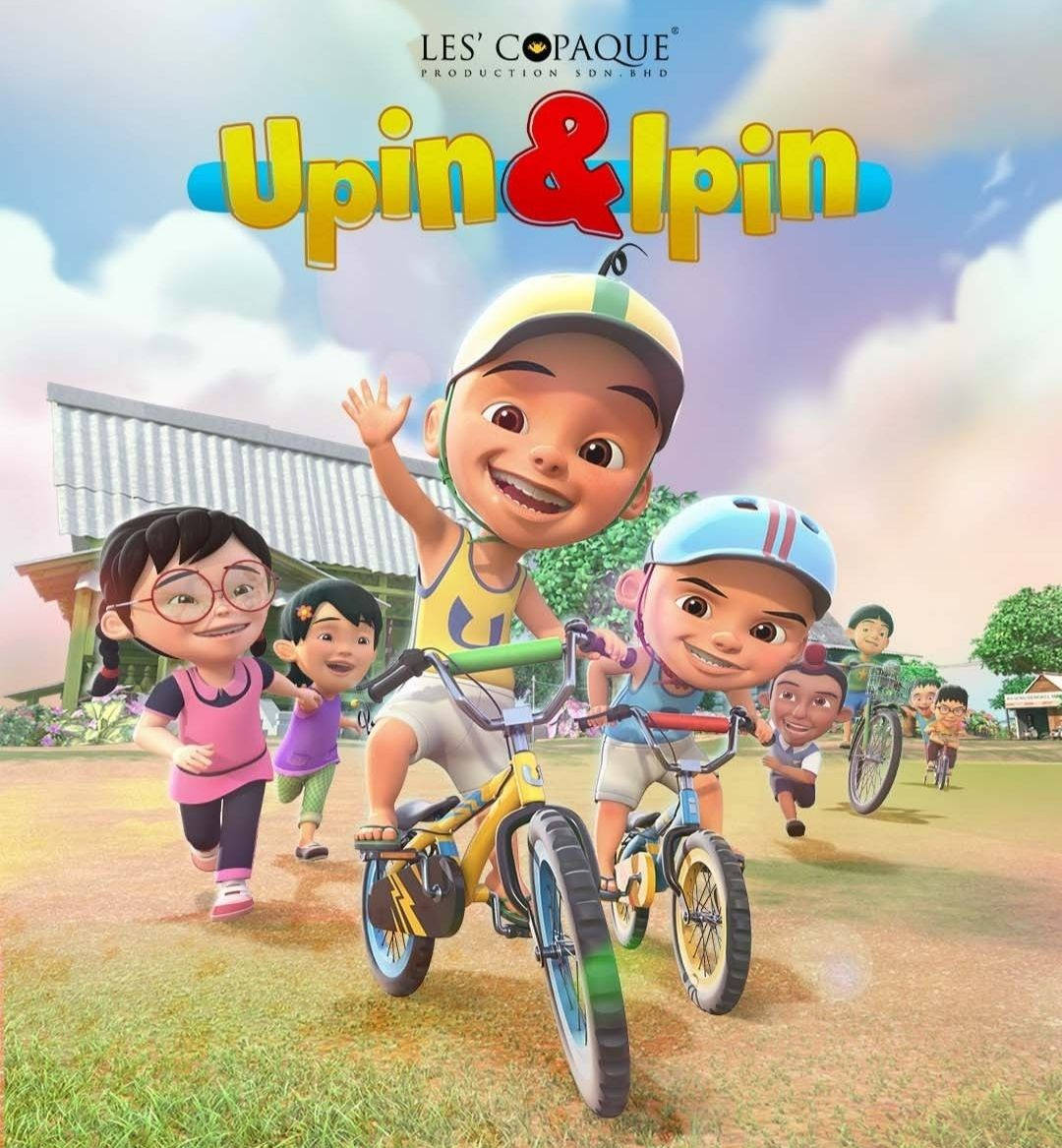 "Upin Ipin and Friends Enjoying a Bike Ride" Wallpaper