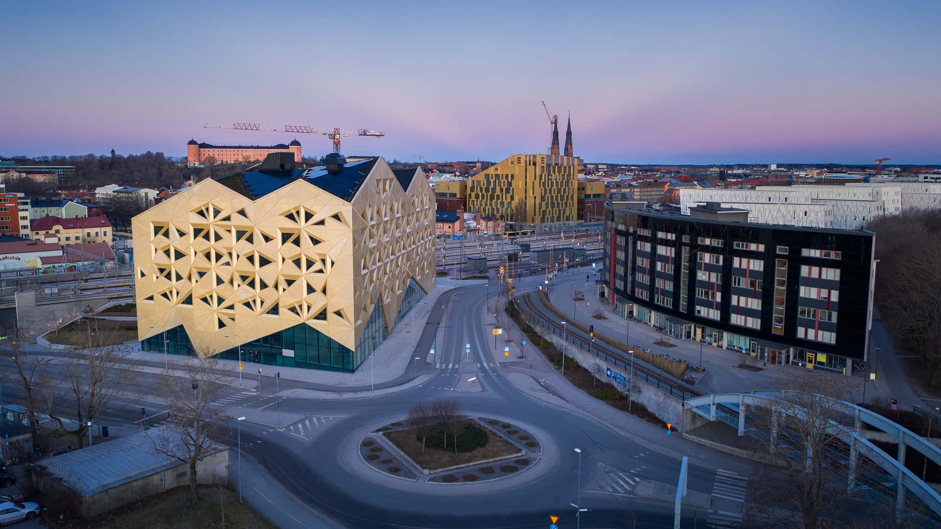 Uppsala Architectuur Dusk Skyline Achtergrond