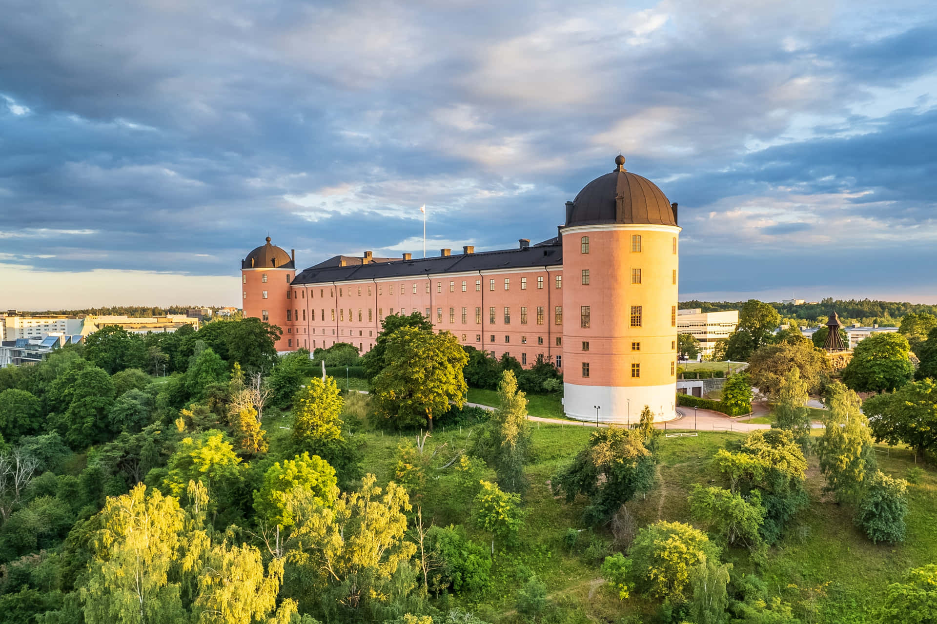 Uppsala Kasteel Zweden Zonsondergang Achtergrond