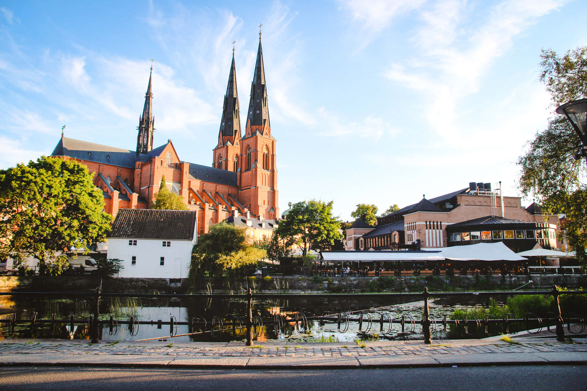 Uppsala Cathedral Riverside View Wallpaper