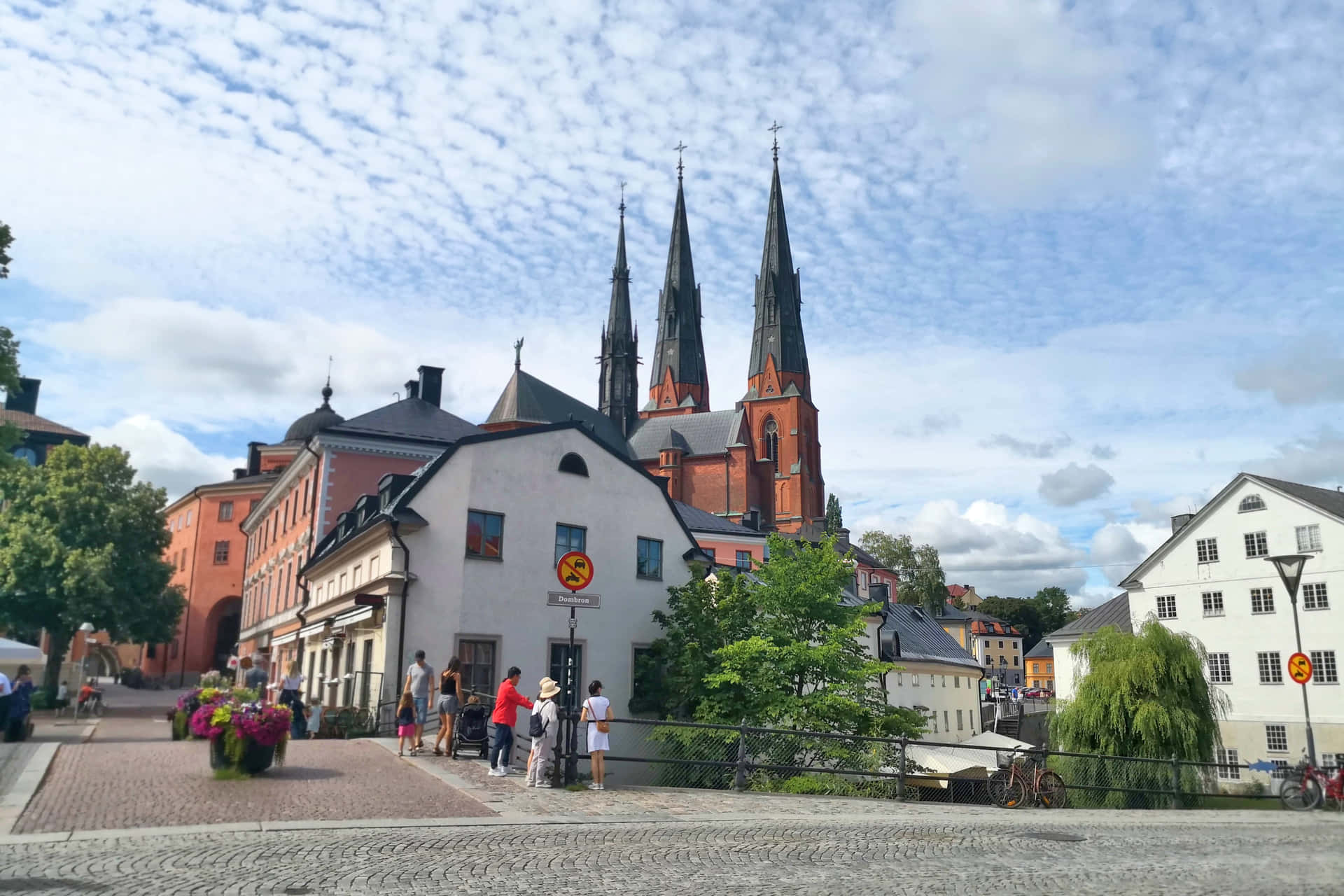 Uppsala Cathedraland Historic Streetscape Wallpaper