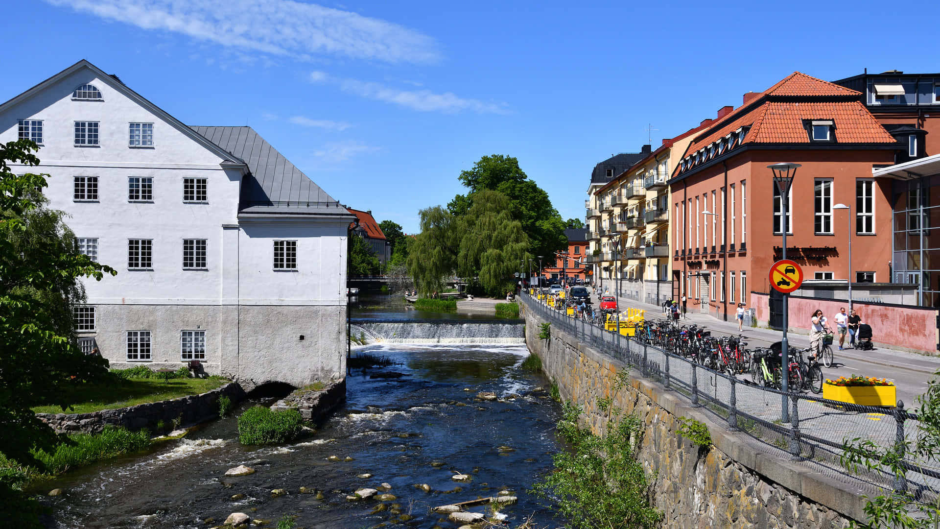 Uppsala River View Sunny Day Wallpaper