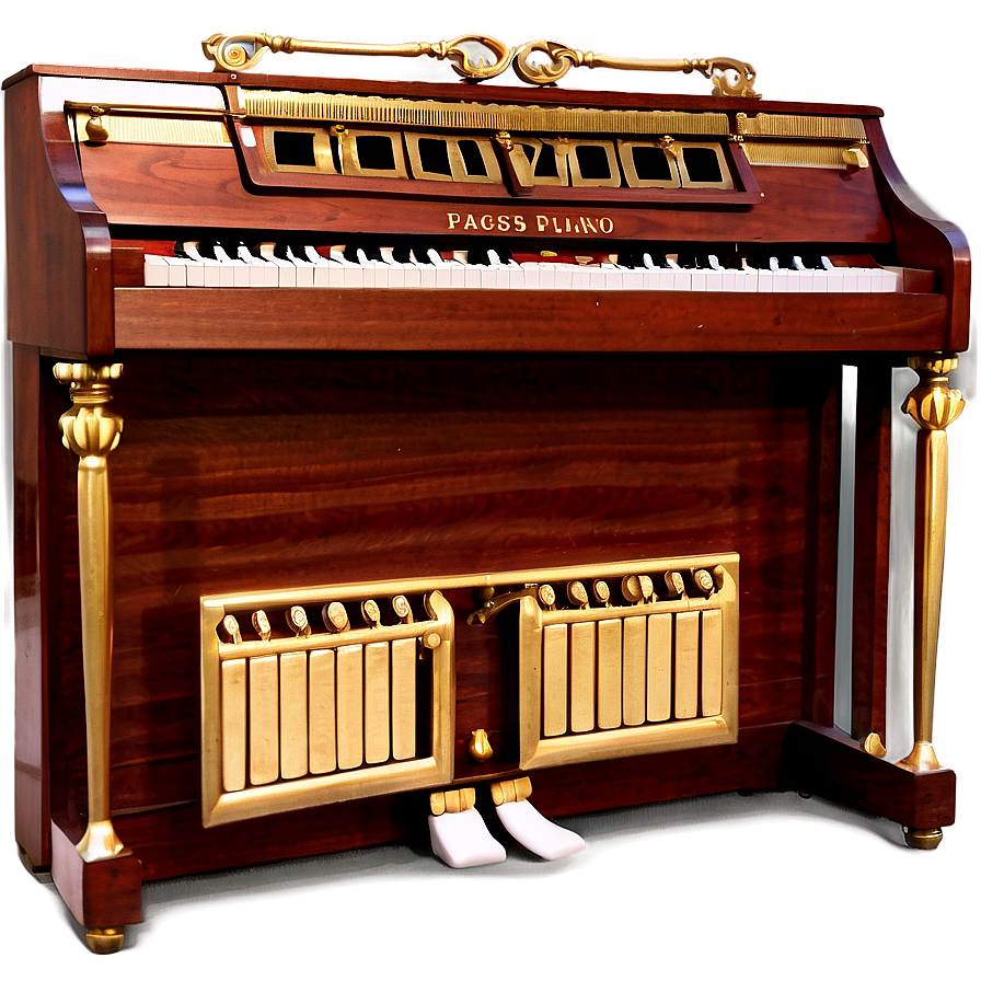 Upright Piano With Brass Pedals Png 06272024 PNG