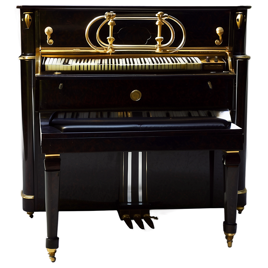 Upright Piano With Brass Pedals Png 5 PNG