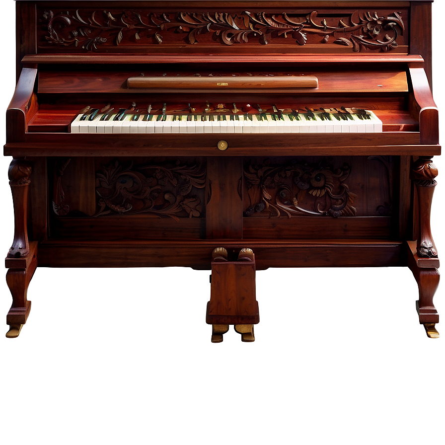 Upright Piano With Detailed Carvings Png Bvh PNG