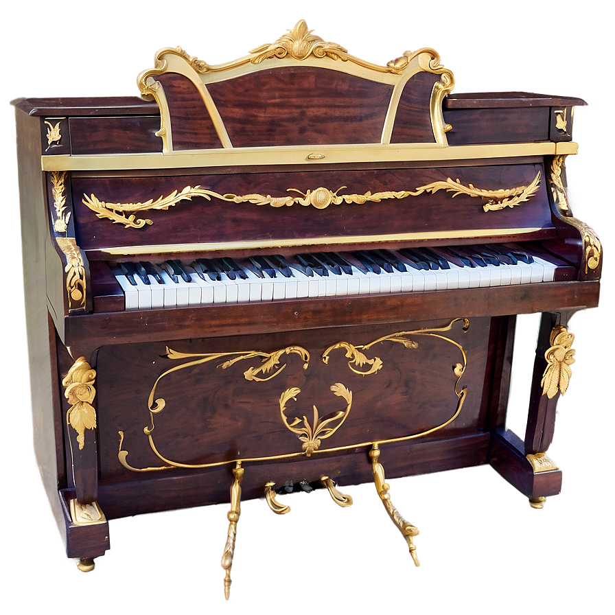 Upright Piano With Gold Trim Png 06272024 PNG