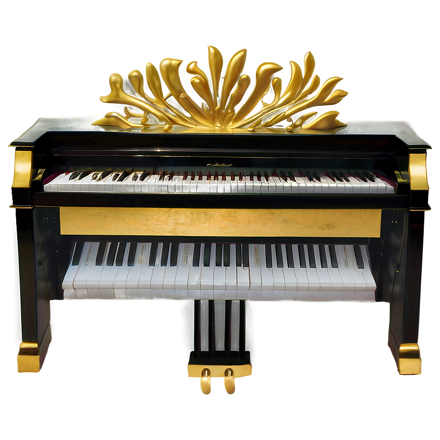 Upright Piano With Gold Trim Png 06272024 PNG