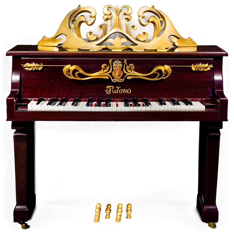 Upright Piano With Gold Trim Png 48 PNG