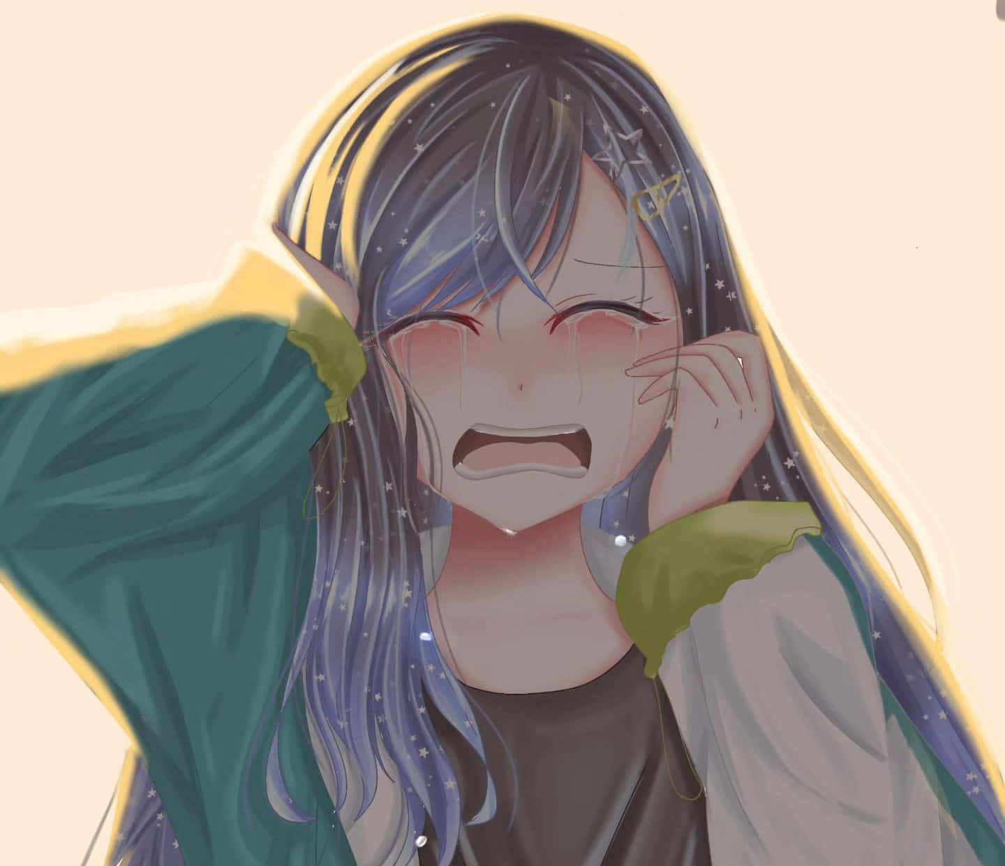 Upset Anime Character Crying Wallpaper