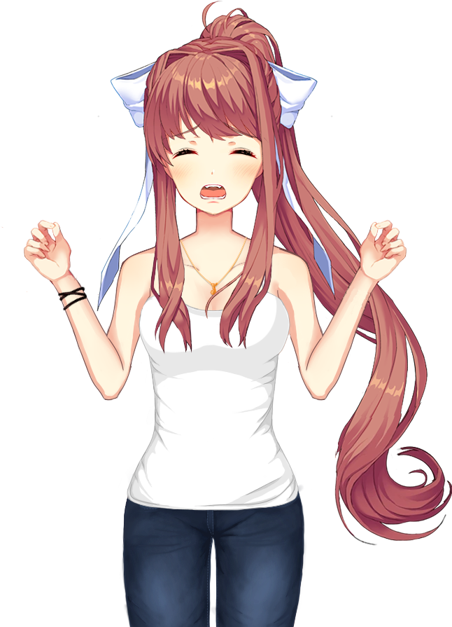 Upset Anime Character D D L C Monika PNG