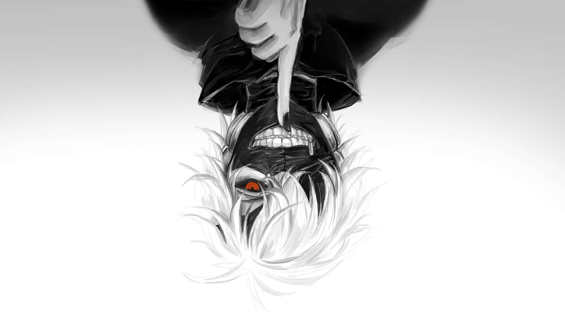 Upside Down Kaneki In Black And White Anime Pfp Wallpaper