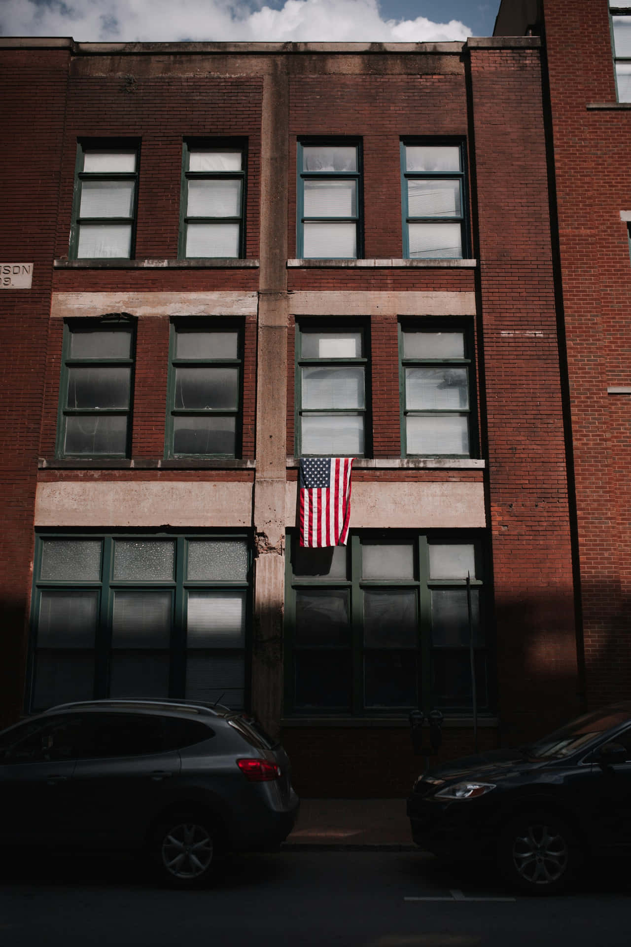 Urban American Flag Display Wallpaper