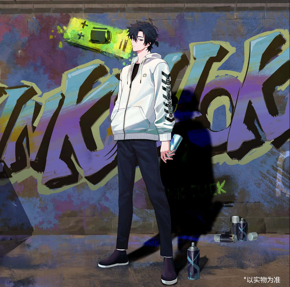 Urban Anime Character Graffiti Backdrop Wallpaper