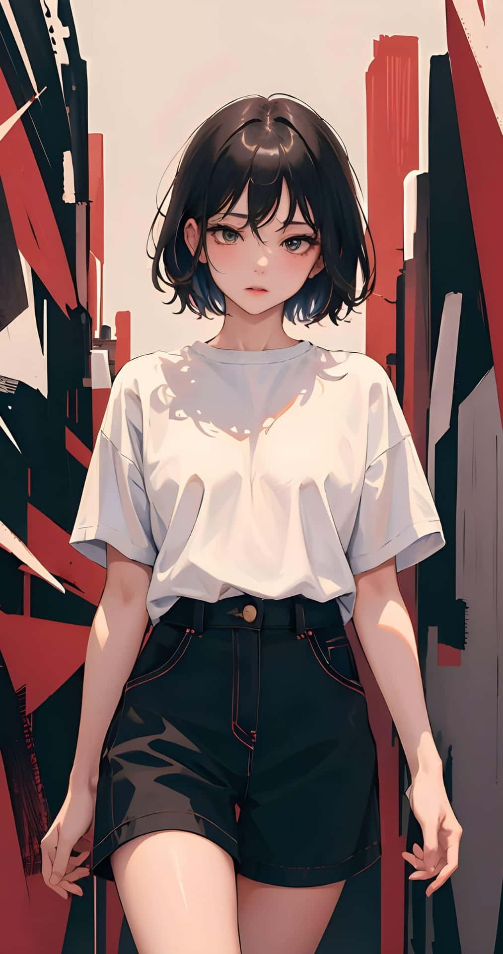 Urban Anime Girlwith Short Hair Wallpaper