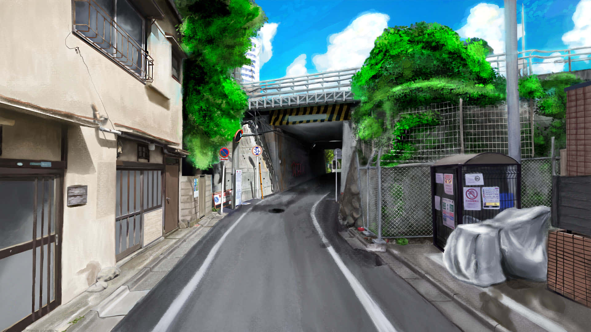 Urban_ Anime_ Street_ Scene Wallpaper