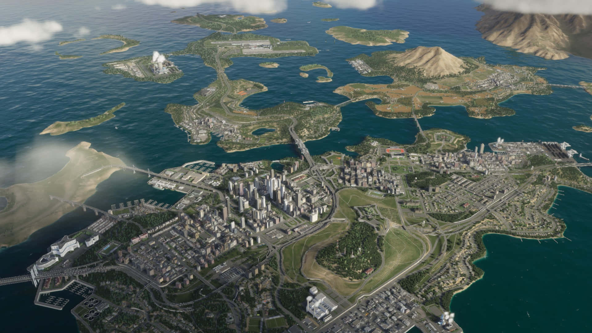 Urban Archipelago Aerial View Wallpaper