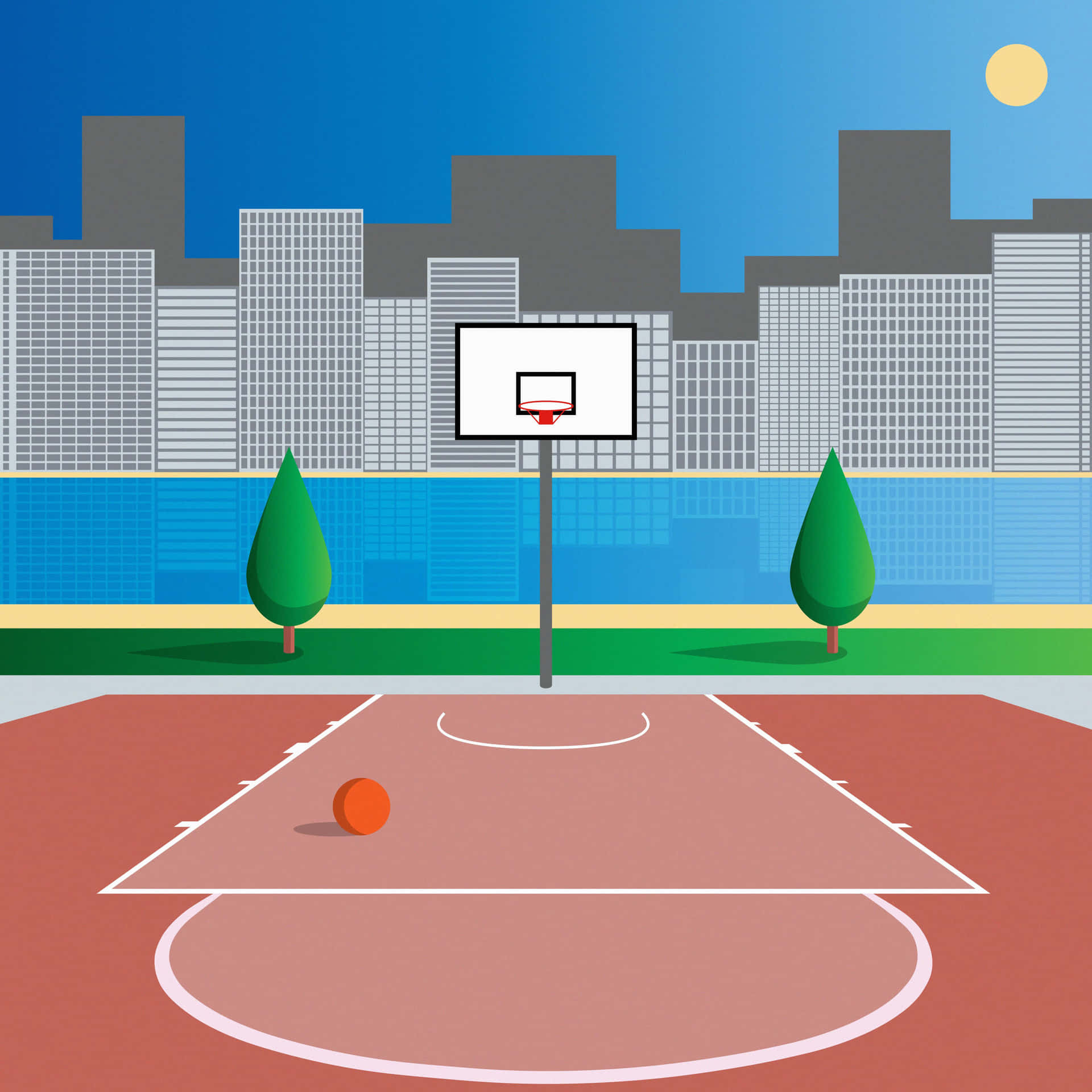 Urban Basketball Court Illustration