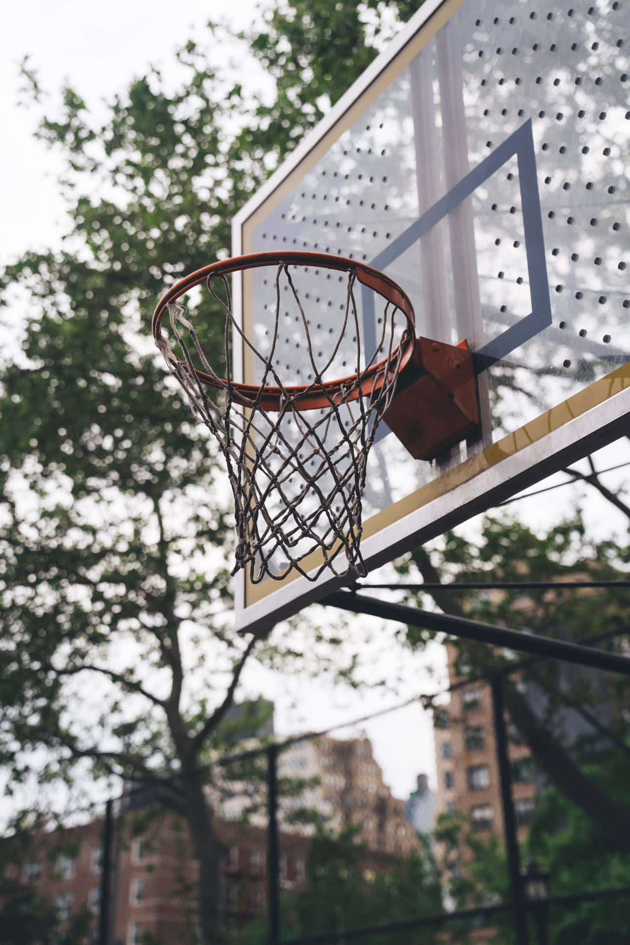 Urban Basketball Hoop Backdrop Wallpaper